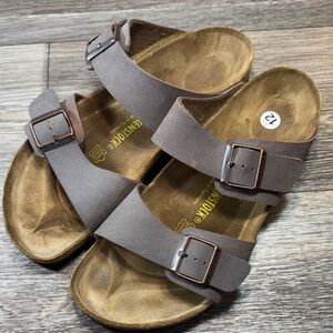 Birkenstock Brown Two-Strap Sandals with Buckles